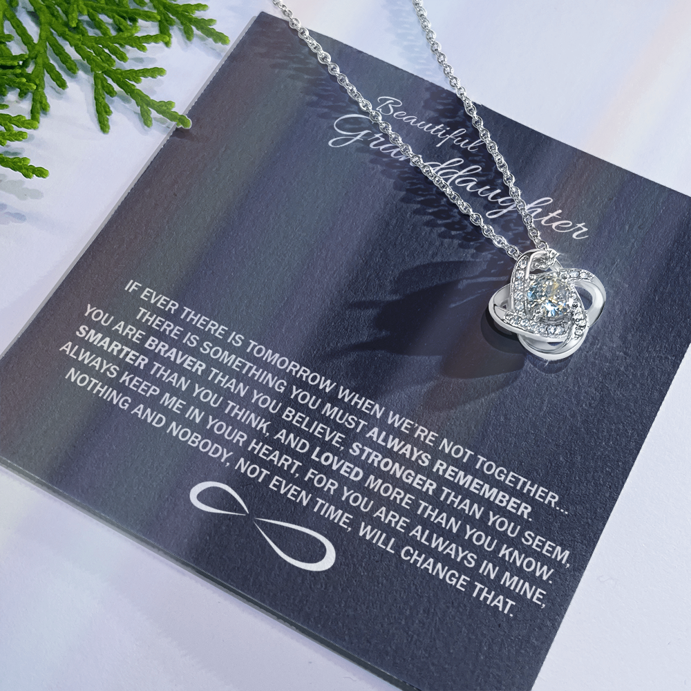 To My Beatiful Granddaughter Love Knot Necklace From Grandma - Granddaughter Gift Necklace, Pendant Keepsake Gifts For Granddaughter, Jewelry Gift For Girls On Birthday, Graduation Gift, Christmas