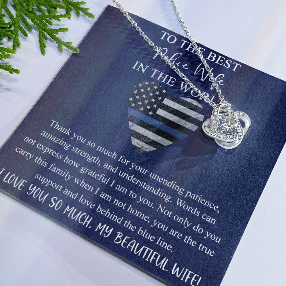Police Wife Gift Necklace, To The Best Police Wife Love Knot Necklace Gift From Husband, Wife of Police Officer Gift Necklace, Love Knots Pendant Gift For Wife, Soulmate, Police Wife Gift Pendant