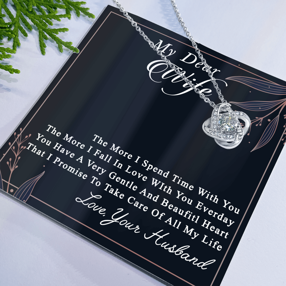 Dear Wife Necklace From Husband, Love, Your Husband Necklace Gift For Wife, Soulmate Gift Necklace, To My Wife Love Knot Necklace, Jewelry Gift For Women Girlfriend Gift Necklace, Dear Wife Pendant