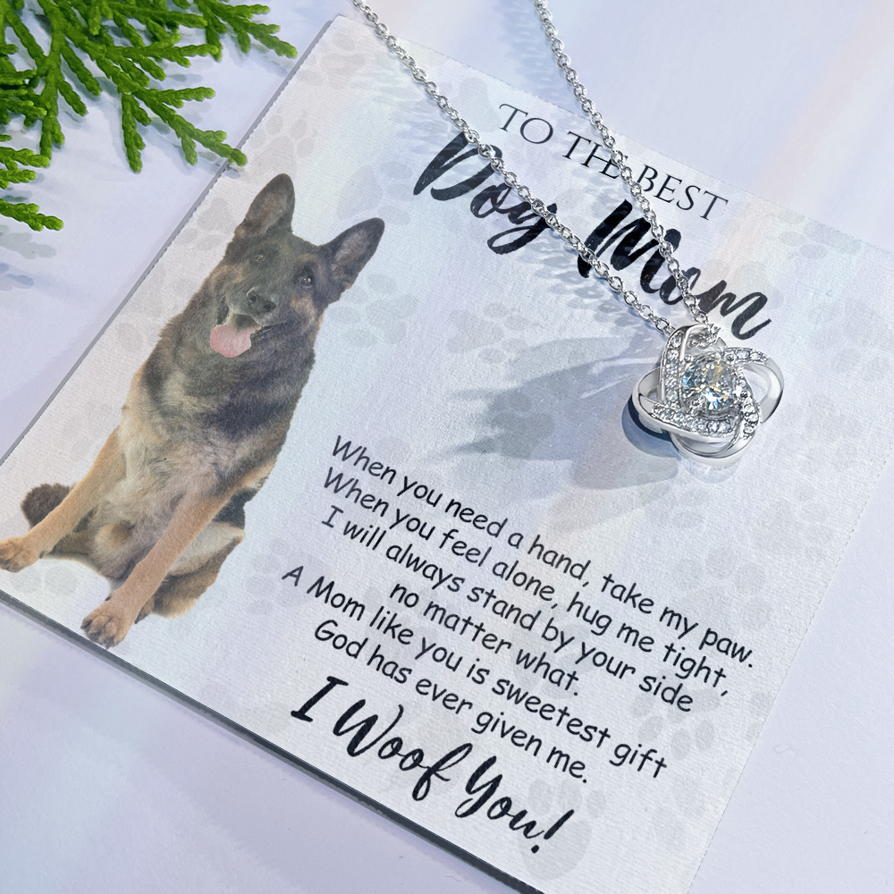 To The Best Dog Mom Love Knot Necklace From Daughter Mother's Day Necklace Gift, German Shepherd Love Knot Pendant, Jewelry Gift For Women, Dog Lovers German Shepherd Gift Necklace, Dog Mom Necklace