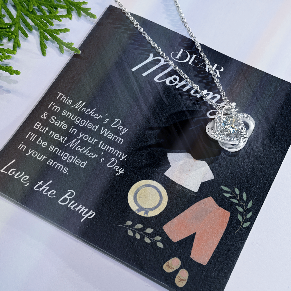 Dea Mommy Necklace, Mothers Day Gifts for Pregnant Wife, Happy Mothers Day Love Knot Necklace, Gift Necklace for Moms to Be, Mother To Be Mothers Day Pendant Gift, To My Mommy Necklace from Bump