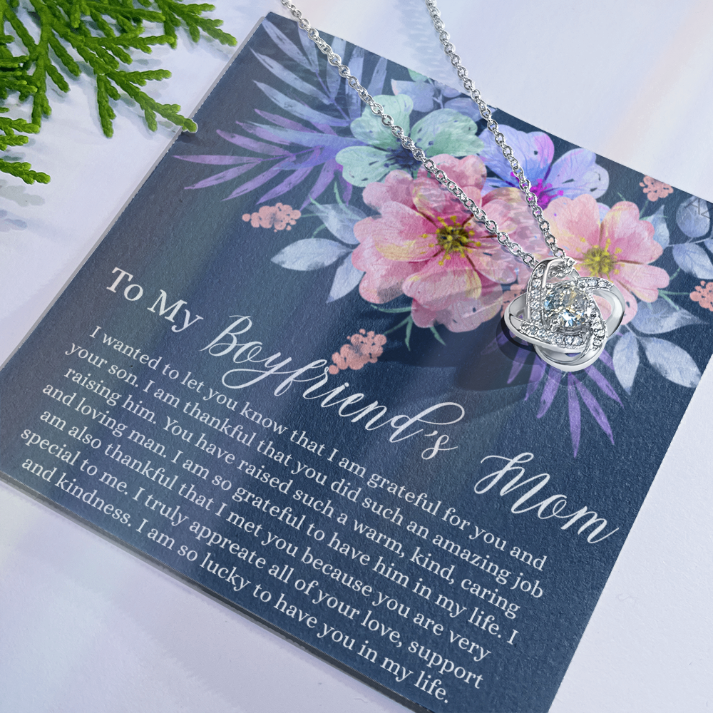 The Love Knot Necklace Gift For Boyfriend's Mom, To My Boyfriend Mom Necklace From Girlfriend, Presents for Mom Necklace for Women, Boyfriends Mom Gift Necklace On Birthday Gift, Christmas Necklace