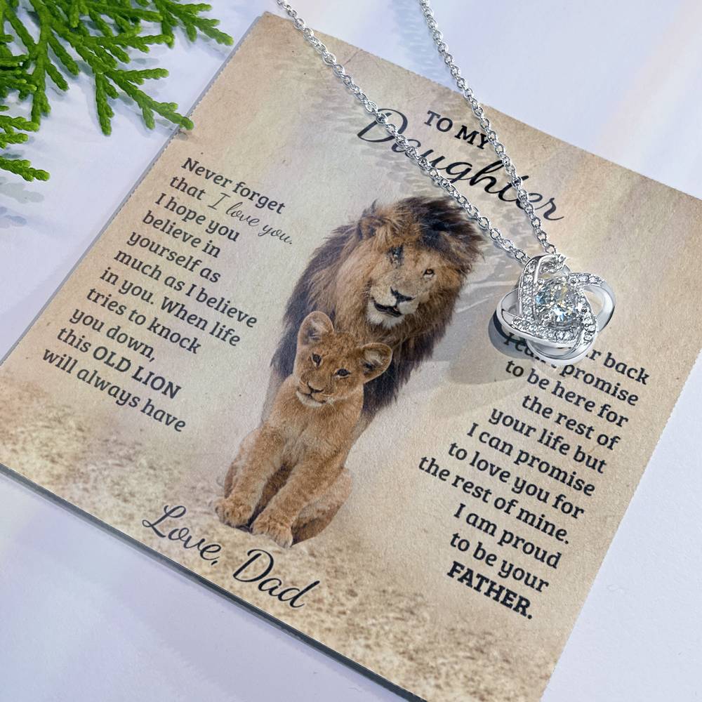 To My Daughter Gift Necklace from Dad Old Lion Your Back Believe Rest of Mine Personalized Chain Necklace Jewelry for Women Birthday Valentine Mother Jewelry Gift For Girls, Little Girl
