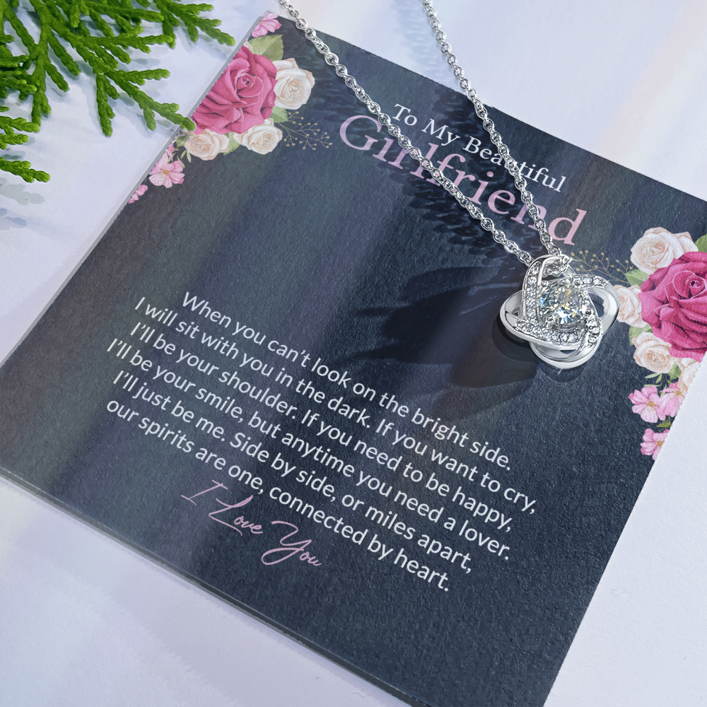 To My Beautiful Girlfriend Love Knot Necklace From Boyfriend, Husband, Girlfriend Gift Necklace - Love Knot Pendant Gift For Girlfriend, Soulmate Side By Side Gift Necklace To Girlfriend From Men