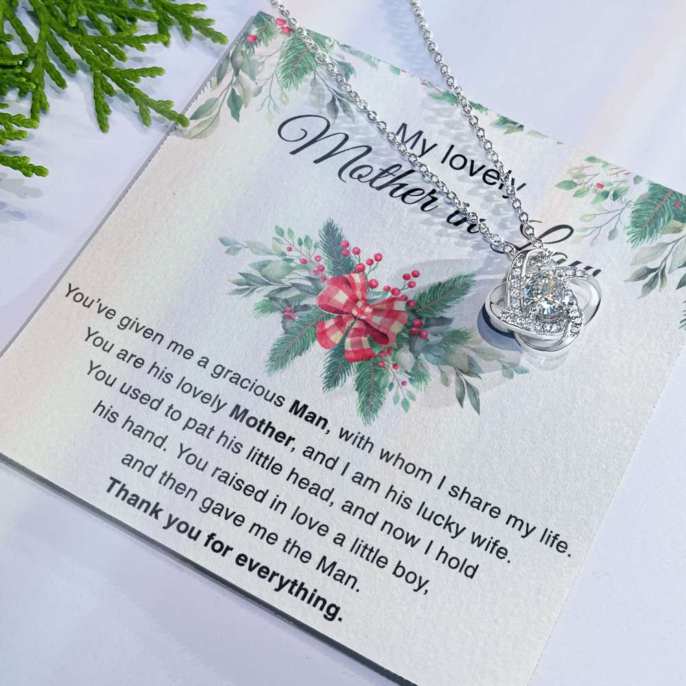 Mother in Law Gift Necklace, To My Lovely Mother In Law Love Knot Necklace From Daughter In Law Thank you For Mom Necklace Jewelry Gift For Women Bonus Mom Gift Necklace, Lovely Mother Gift Necklace