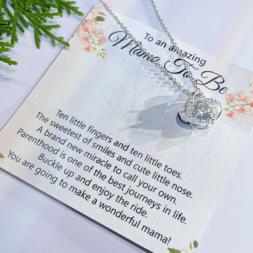 To An Amazing Mama To Be Necklace, New Mom Necklace, Mama To Be Love Knot Necklace Gift for New Mommy, Mother's Day Necklace Gift for New Mom New Mother Gift Necklace Pregnancy Gift for Mama Mommy