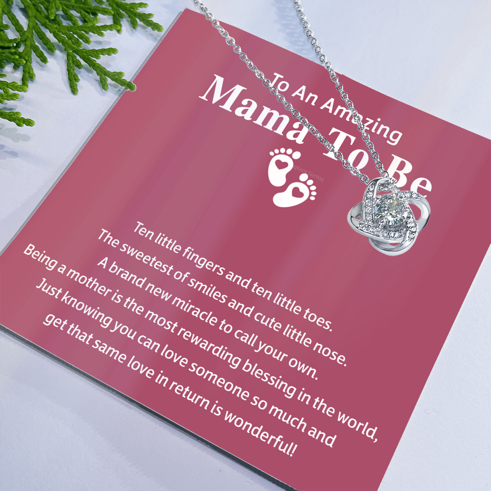 Mama To Be Gift Necklace, To An Amazing Mama To Be Necklace From Daughter, Mama To Be Love Knot Necklace, Wonderful Mom Gift Necklace From Daughter, Jewelry Gift For Women, Mama To Be Necklace Gift