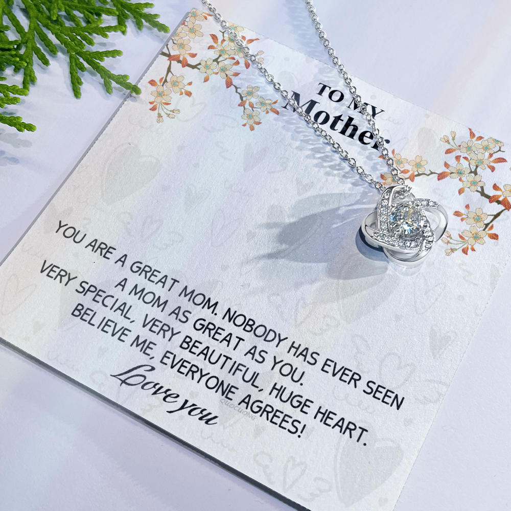 Great Mom Necklace, To My Mother Necklace From Daughter, The Love Knot Necklace Gift For Mom, Jewelry Gift For Women, Mother And Daughter Gift Necklace I Love You From Daughter To Mom Pendant
