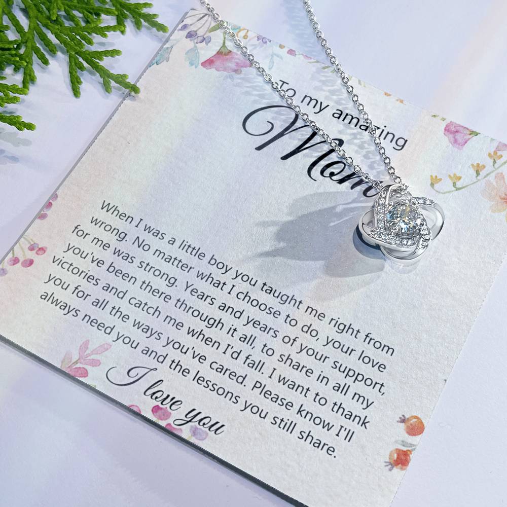 Amazing Mom Gift Necklace, To My Amazing Mom Love Knot Necklace for Mother Day Gift From Daughter Son Necklace Gift For Mom, Mother Gift Necklace Thank You Mom, Mother Necklace Birthday Gift for Mom Love Knot Necklace 6323