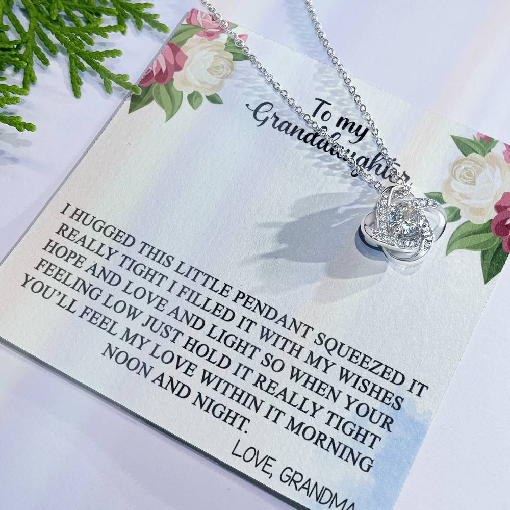 Love Knot Necklace Granddaughter Gifts From Grandma Grandpa - Granddaughter Necklace Card Message Gifts With Message Card and Gift Box On Graduation Gift Birthday Gift Christmas Inspirational Quotes