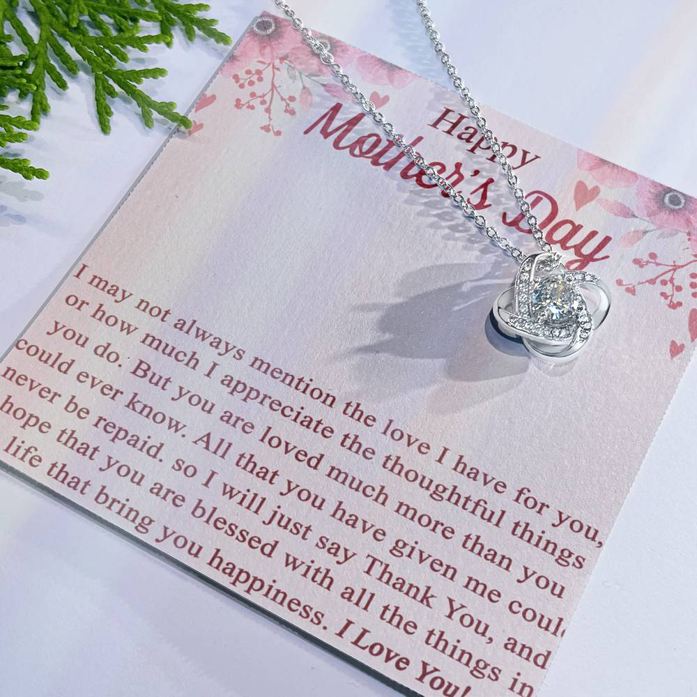 Happy Mother's Day From Son Or Daughter Love Knot Necklace Gift For Mom Love Knot Necklace 6323