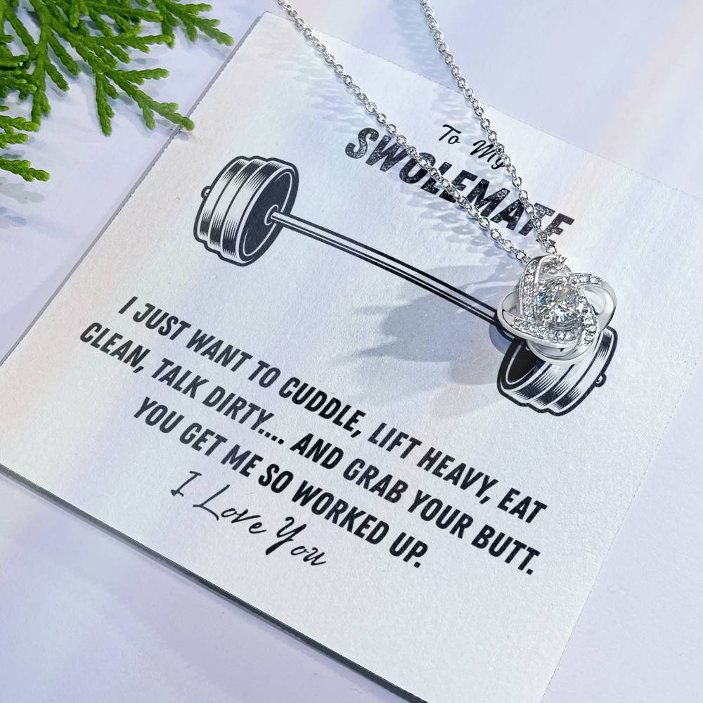 To My Swolemate Love Knot Necklace From Husband, Necklace Gift For Swolemate, Necklace Pendant, Swolemate Necklace, Birthday, Wedding Day, Necklace For Women, Swolemate Cubic Zirconia Necklace