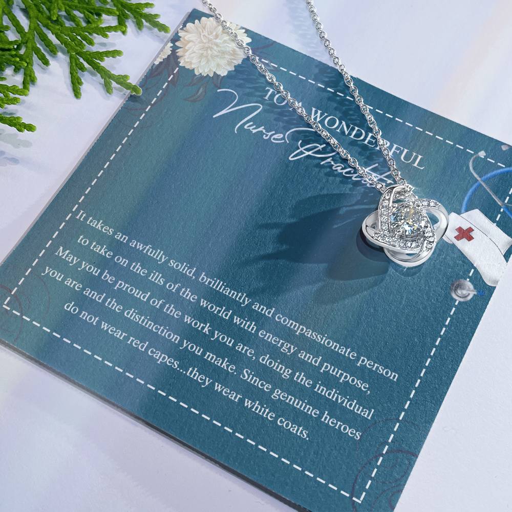 To My Nurse Practitioner Love Knot Necklace From Mom, Gift For New Nurse Jewelry Gift For Girl, Congrats Graduation Pendants Class Of 2026 Necklace Gift For Daughter, Granddaughter, Niece, Sister