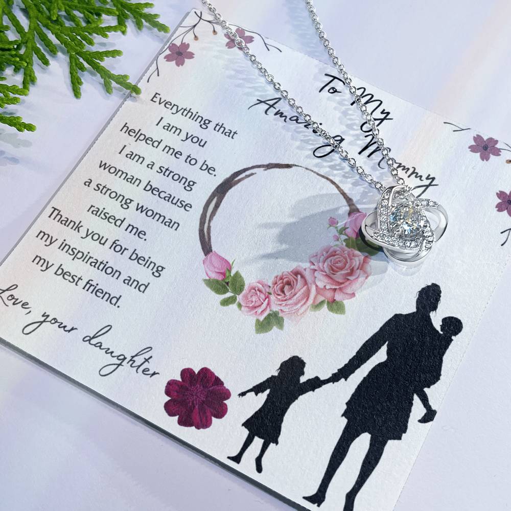 Mom And Daughter Necklace, To My Amazing Mom Necklace From Daughter, Necklace Gift For Mom On Birthday Gift Anniversary Mother's Day Necklace Gift Mom Love Knot Necklace Jewelry Gift For Women Love Knot Necklace 6323