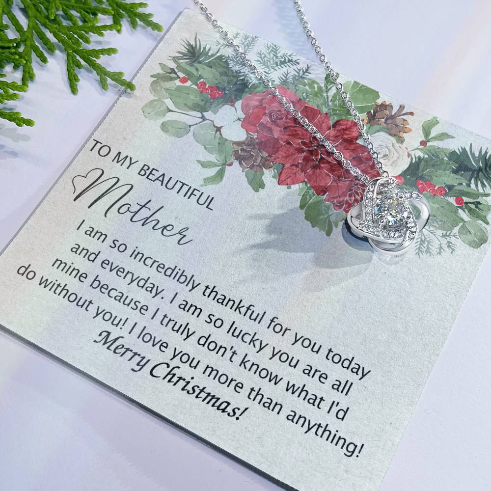 Beautiful Mother Gift Necklace - To My Beautiful Mother Love Knot Necklace From Daughter, Merry Christmas Necklace Gift For Mother Necklace Gift On Christmas To Mom, Birthday Gift For Beautiful Mom