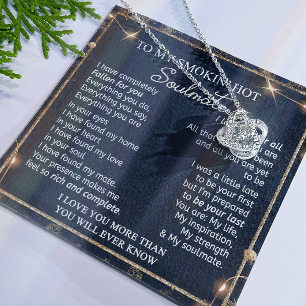 14k White Gold Gift Message Necklace For Smokin' Hot Soulmate Necklace, Wife Romantic Gift Necklce, My Soul Mate Necklace, To My Smoking Hot Wife Necklace, Necklace Gift For Wife From Husband