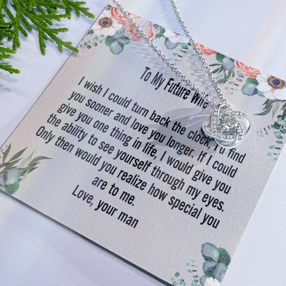 Gift For Wife Necklace, To My Future Wife Necklace From Husband, Wife Love Knot Necklace, Jewelry Gift For Women, Badass Wife Gift Necklace, Future Wife Gift Necklace Soulmate Gift Love Knot Pendant