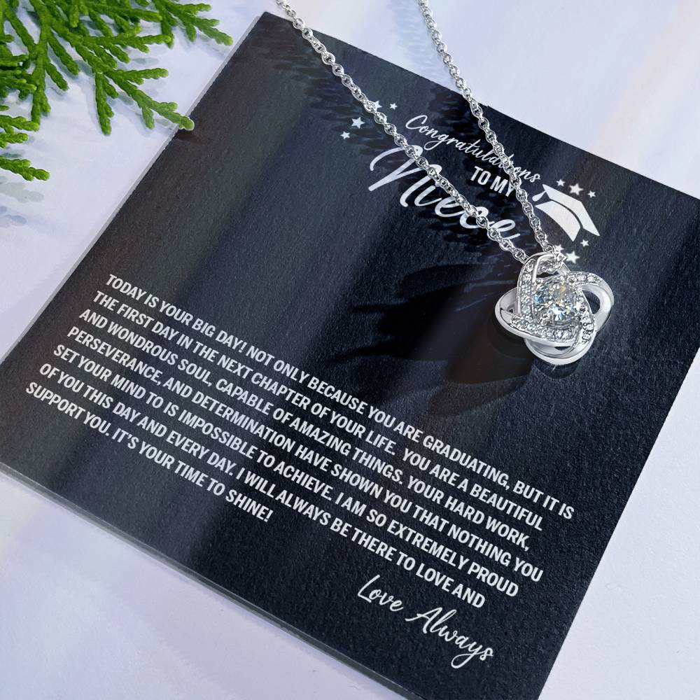 To My Niece Love Knot Necklace From Aunt, Graduation Gift Necklace for Niece, Graduation Gift for Her On Phd Graduation Gifts High School Gift Graduating Class of 2024 Jewelry For Girl Niece Love Knot Necklace 6323