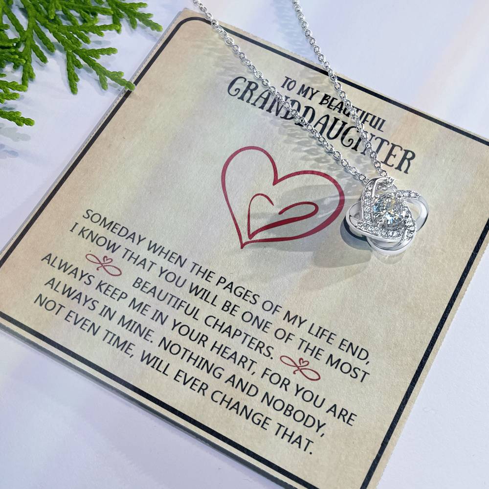 Granddaughter And Grandma Necklace, Love Knot Necklace For Granddauhter - To My Beautiful Granddaughter Necklace From Grandma, Beautiful Chapters Granddaughter Gift Necklace Jewelry To Granddaughter