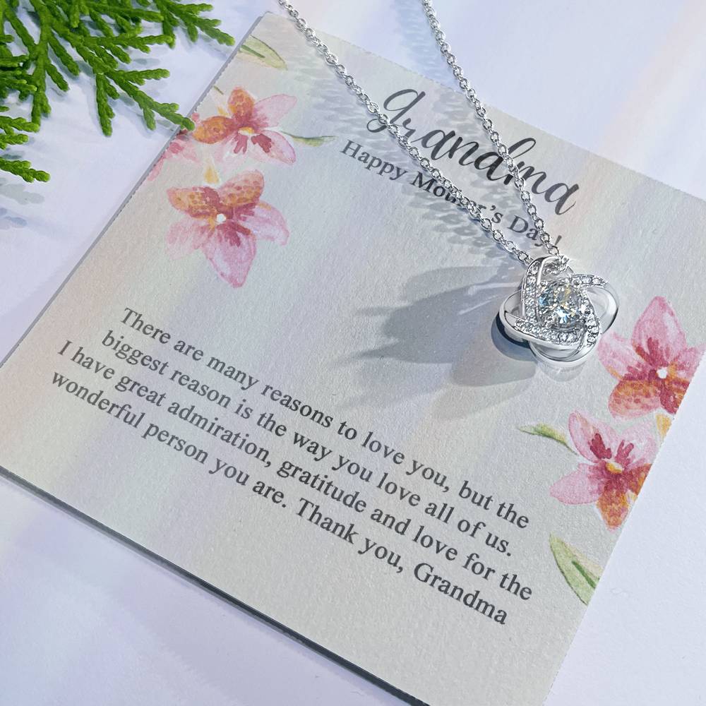 Grandma Gift Necklace - To My Grandma Love Knot Necklace from Granddaughter, Happy Mother's Day Necklace - Jewelry Gifts for Grandmother, Mimi, Gigi, Grammy on Mothers Day, Birthday, Christmas