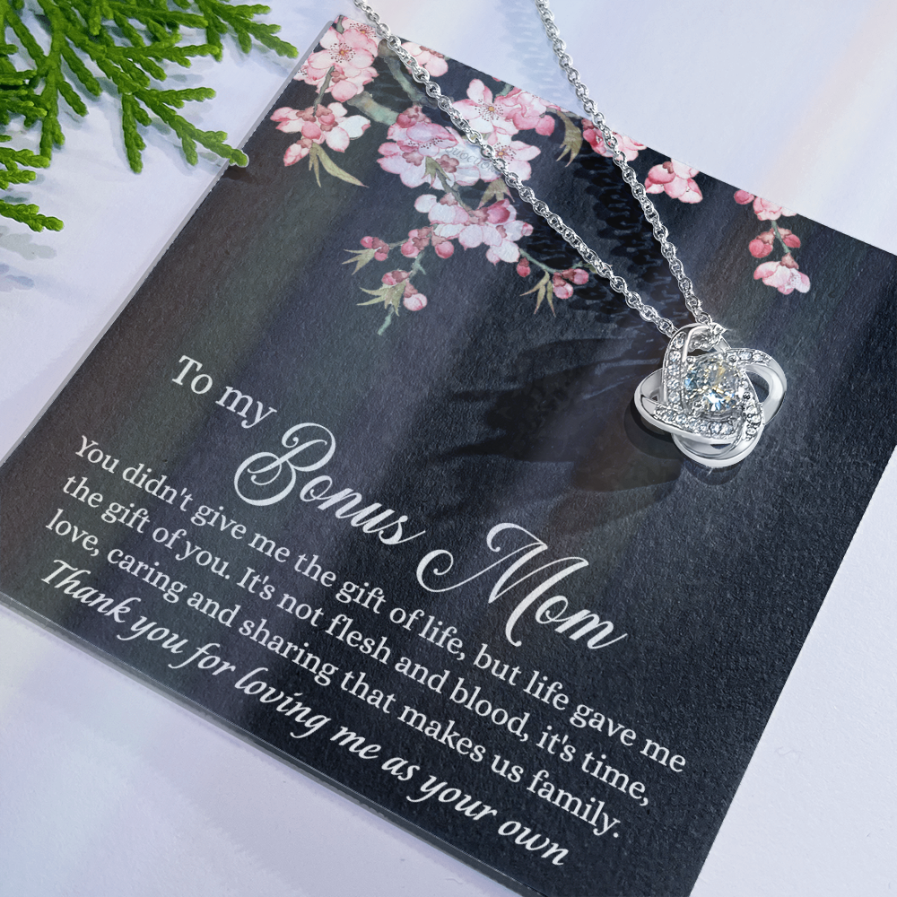 To My Bonus Mom Necklace From Daughter, Bonus Mom Gift Necklace, Mother And Daughter Necklace Gift For Mom, Gift For Mom Necklace, Bonus Mother Gift Necklace Thank You For Loving Jewelry For Women