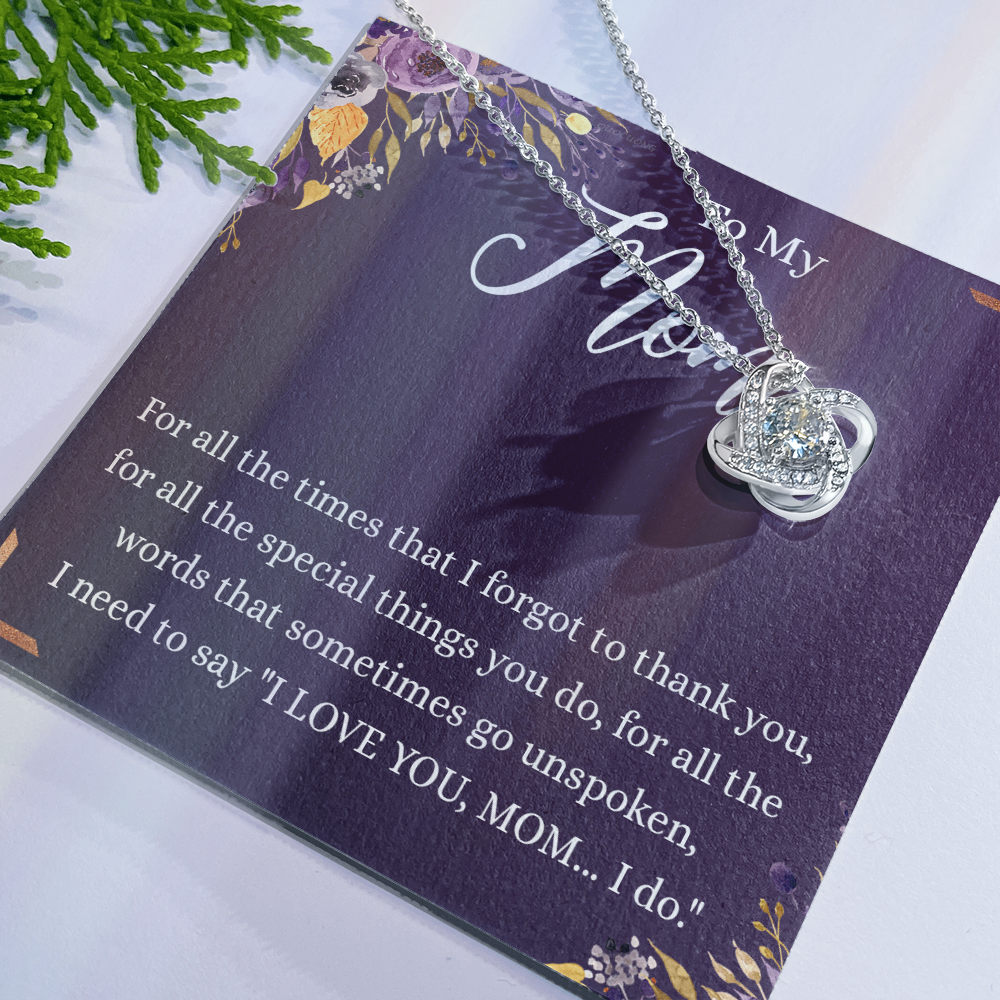 Mother Gift Necklace, To My Mom Love Knot Necklace From Daughter, Mother's Day Necklace Gift, Retriment Anniversary Necklace Gift For Mom, Bonus Mom Present for Mom Necklace Jewelry Gift for Women