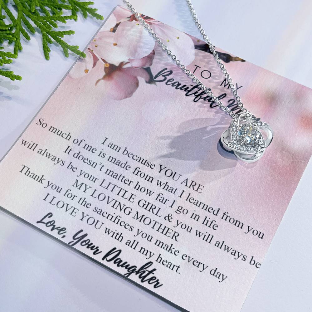 To My Beautiful Mom Necklace Mother's Day Gift Jewelry for Mom Daughter Mom Gift