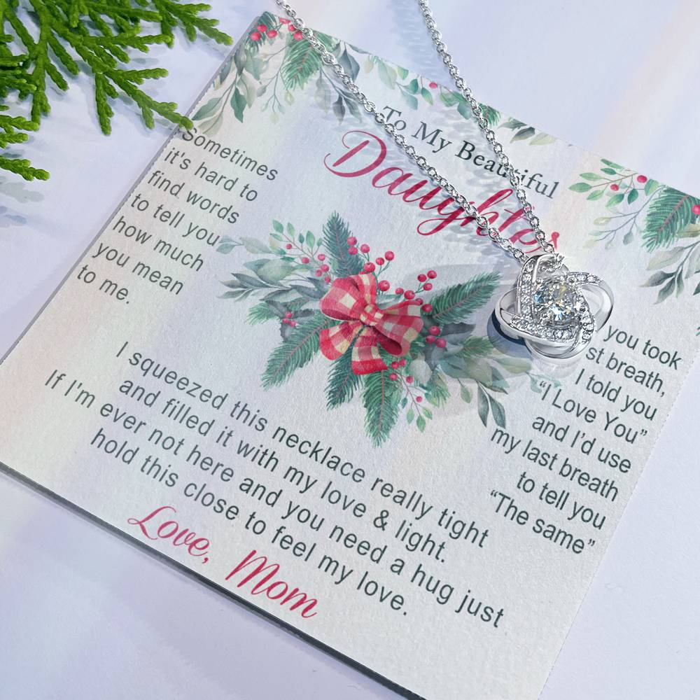 To My Daughter Gift Necklace from Mom Necklace for Daughter Present for Daughter Christmas Day Gift Christmas Necklace Pendant Jewelry for Daughter Christmas Card Jewelry Gift For Girls Little Girl