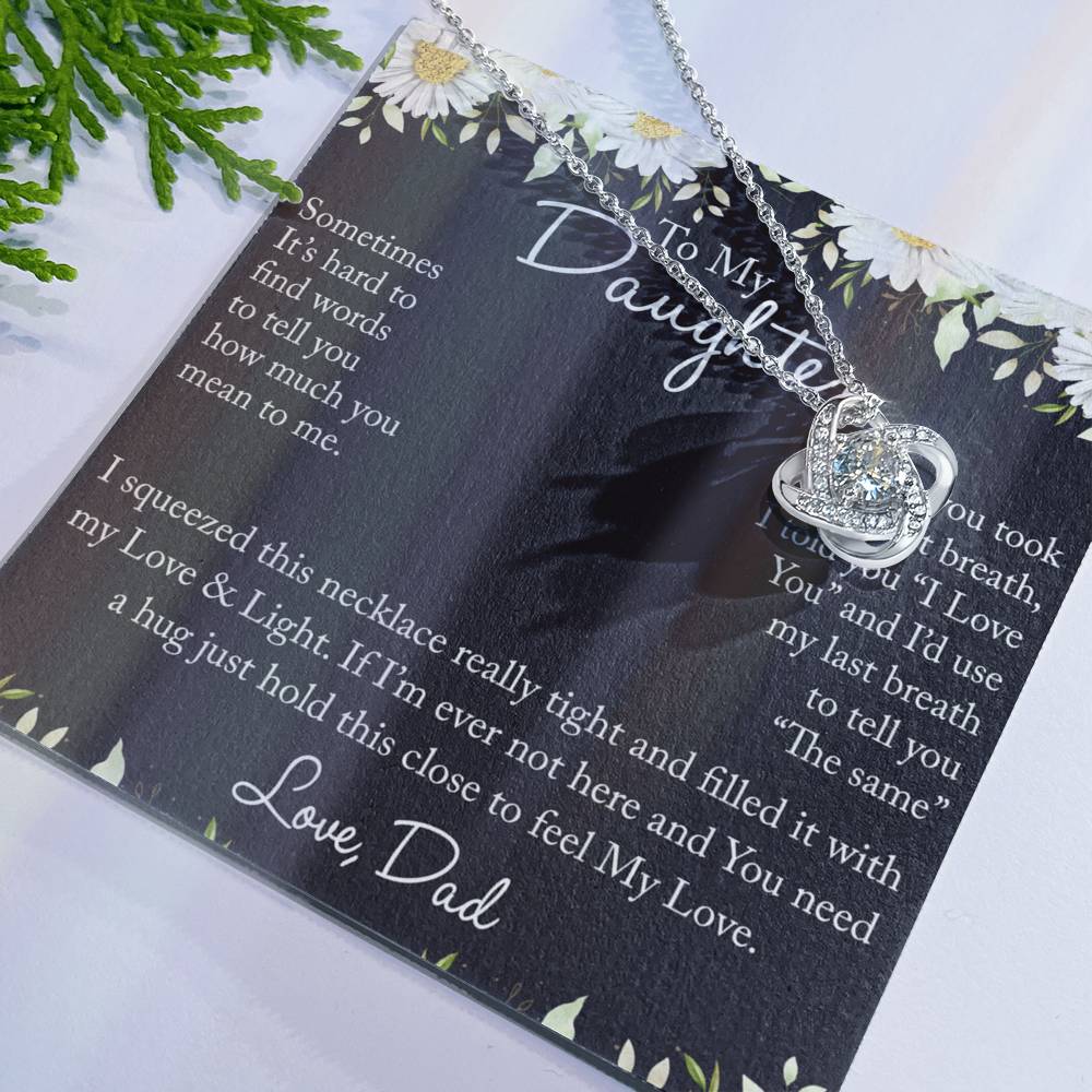 Father And Bonus Daughter Necklace, To My Daughters Necklace, Love Knot Jewelry Gift From Dad Step Dad Mom Step Mom For Birthday, Graduation Gift, Thanksgiving and Christmas, Jewelry Gift For Girls