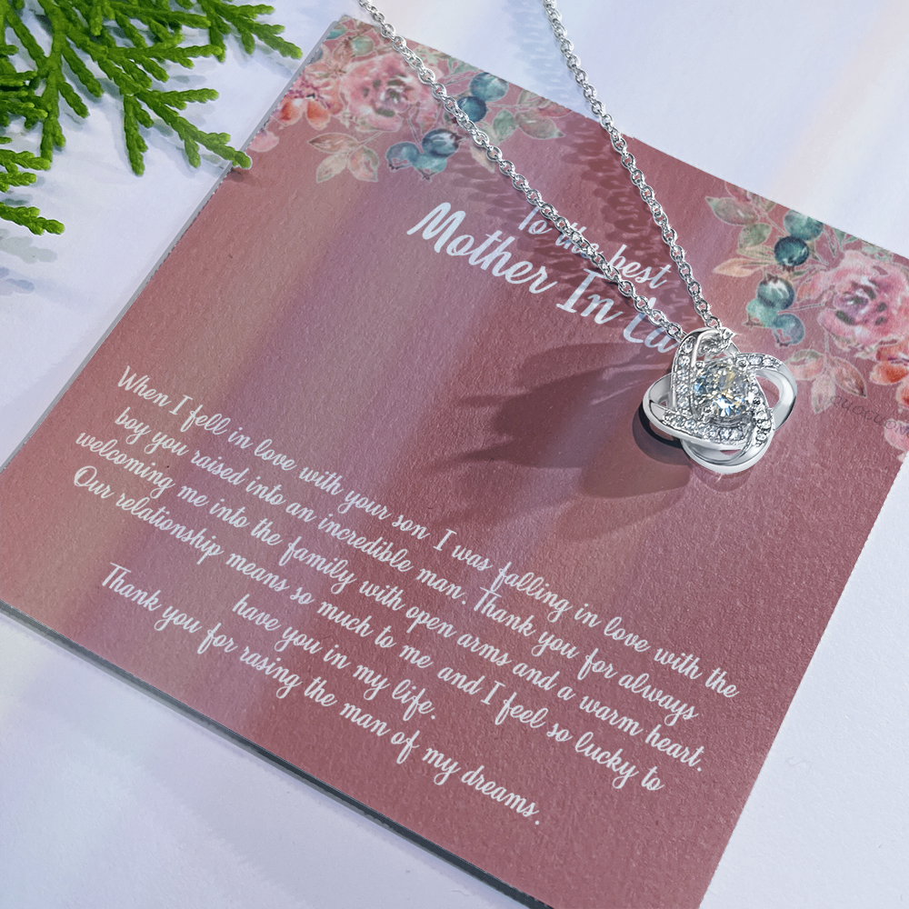 To My Mother In Law Necklace From Daughter In Law, Happy Mothers Day Necklace, To The Best Mother In Law Love Knot Necklace From Daughter In law Jewelry Gift Mothers Day, Necklace Gift For Mom