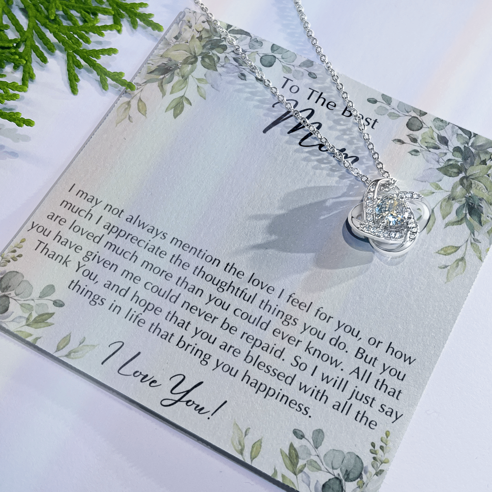 To The Best Mom Necklace From Daughter, Thank You For Mom Necklace Gift For Mom, Mother And Daughter Love Knot Necklace Gift On Mother's Day Anniversary, Birthday Gift Christmas, Jewelry For Women