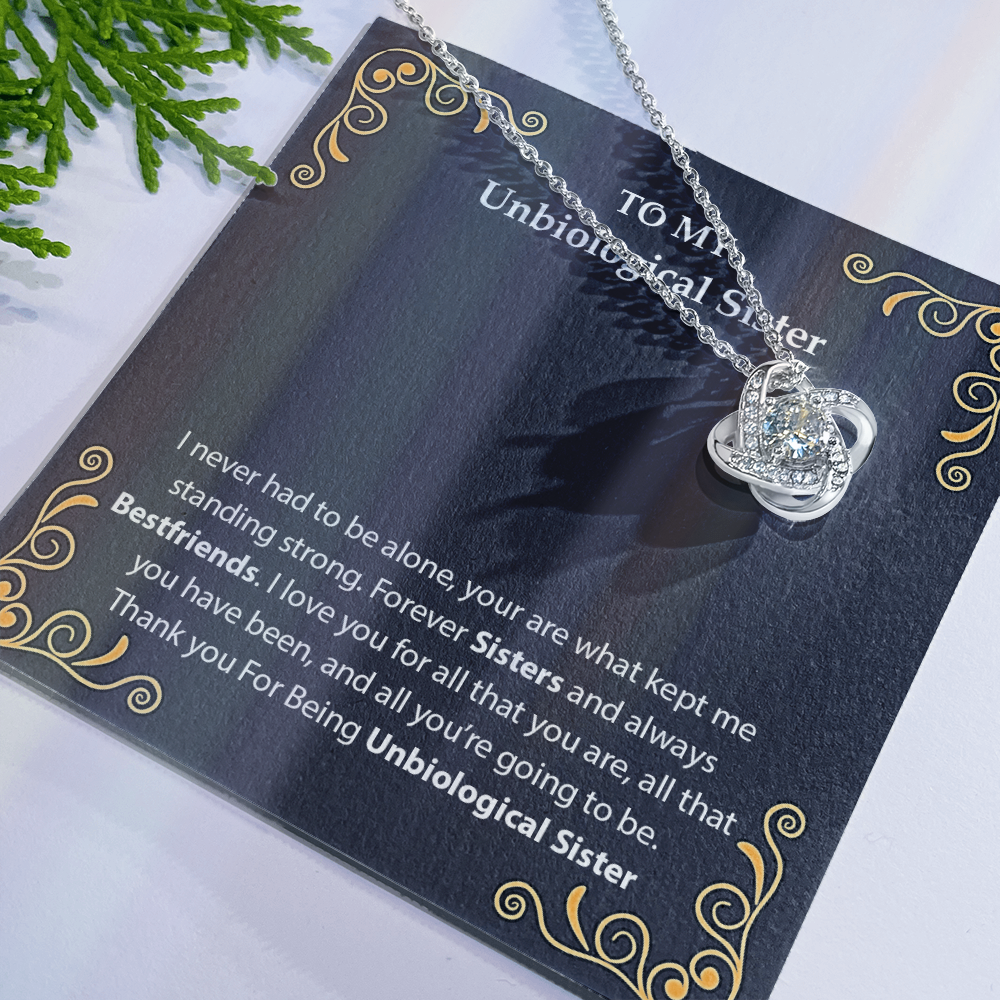 To My Unbiological Sister Love Knot Necklace From Sister, Bonus Sister Gift Necklace, Sister-in-Law Gift Pendant, Love Knot Jewelry for Sister in Law, Step Sister Gift, Soul Sister, Best Friend
