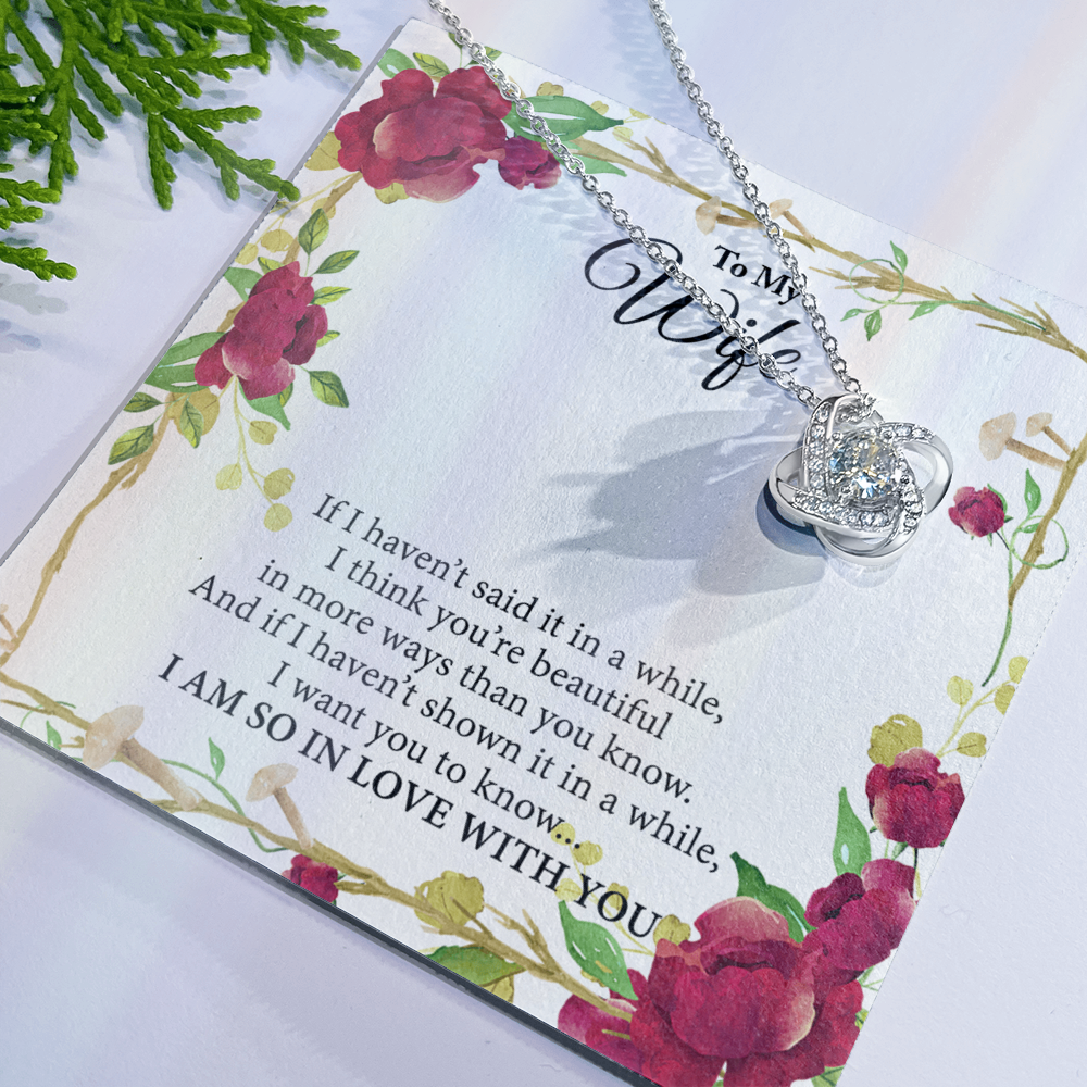 Wife Gift Necklace From Husband, To My Wife Necklace, Wife Love Knot Necklace From Husband, Jewelry Gift For Women Badass Wife Gift Necklace Soulmate Necklace Gift From Men You're Beautiful Necklace