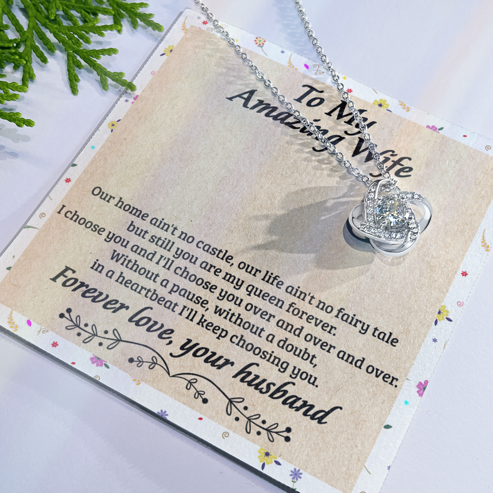 To My Wife Necklace From Husband, Amazing Wife Gift Necklace, Husband And Wife Love Knot Necklace - Necklace For Amazing  Wife From Husband, Wife Necklace On Anniversary, Valentine Day, Christmas