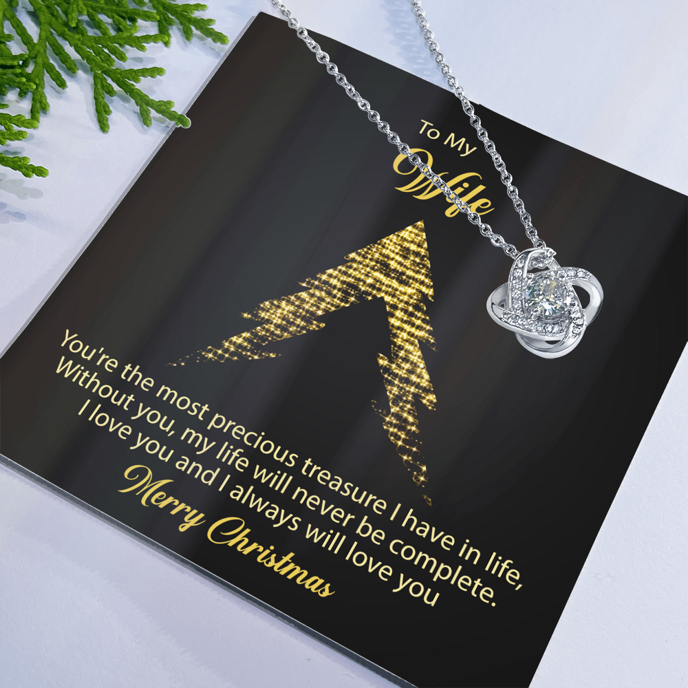 To My Wife Gift Necklace From Husband, Gift Necklace For Wife, Soulmate Gift Necklace Girlfriend, Husband To Wife Love Knot Pendant, Jewelry Gift For Women, Merry Christmas Necklace Gift For Wife