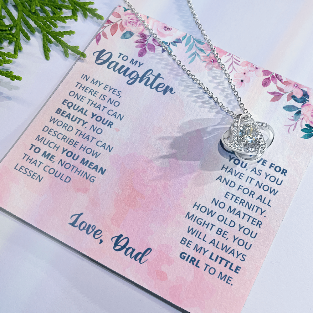 Father To Daughter Gifts Necklace From Dad, Father And Daughter Love Knot Necklace, To My Daughter Necklace From Daddy On Graduation, Birthday, Valentines, Christmas For Daughter Beautiful Girl