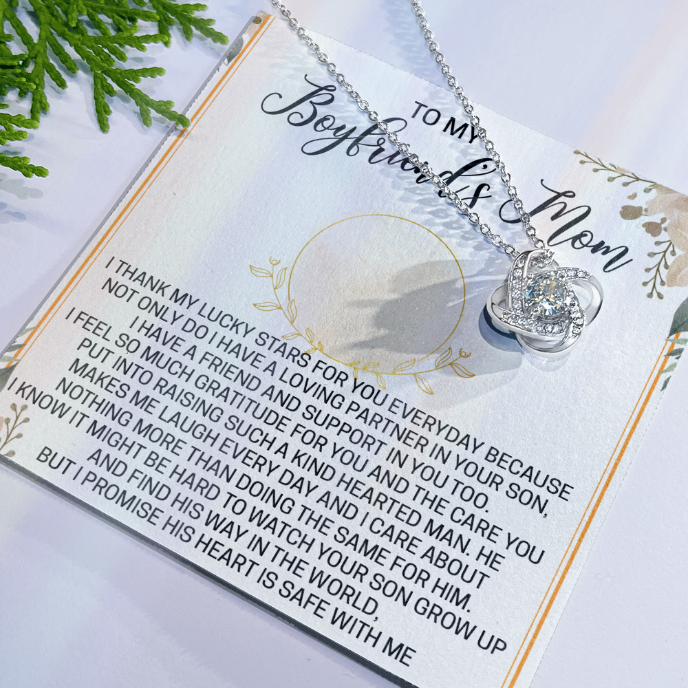 To My Boyfriend's Mom Necklace From Girlfriend,  Love Knot Pendant Gift For Boyfriend's Mom, Jewelry Gift Women, Boyfriend's Mom Gift Necklace On Mothers Day Birthday Presents for Mom Necklace