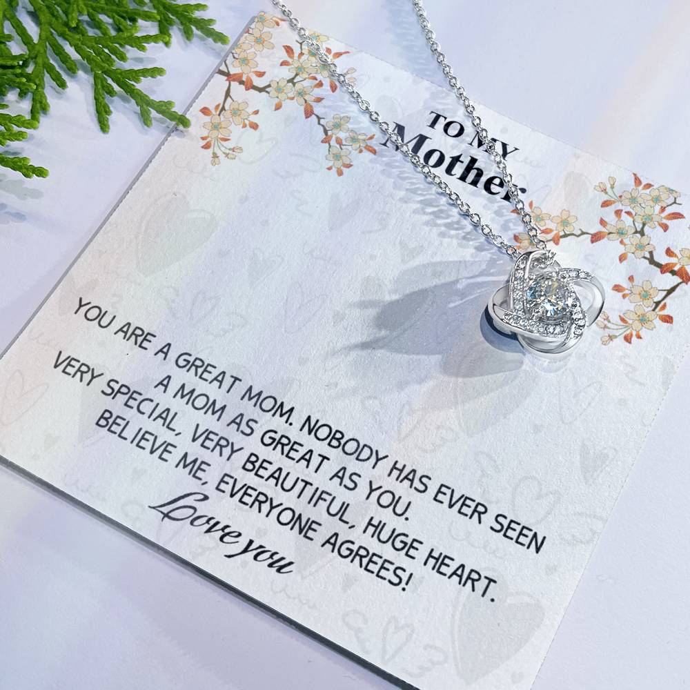 Great Mom Necklace, To My Mother Necklace From Daughter, The Love Knot Necklace Gift For Mom, Jewelry Gift For Women, Mother And Daughter Gift Necklace I Love You From Daughter To Mom Pendant Love Knot Necklace 6323