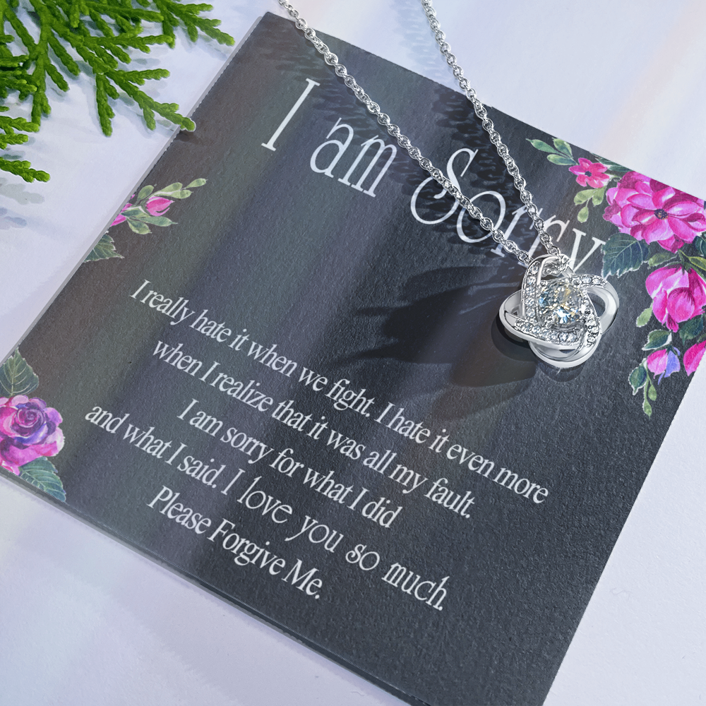 Wife Necklace From Husband I Am Sorry Love Knot Necklace Gift For Wife Husband To Wife Jewelry Gift For Women Wife Gift Necklace Soulmate Gift Necklace Sorry Gift Necklace I Am Sorry Gift Pendant