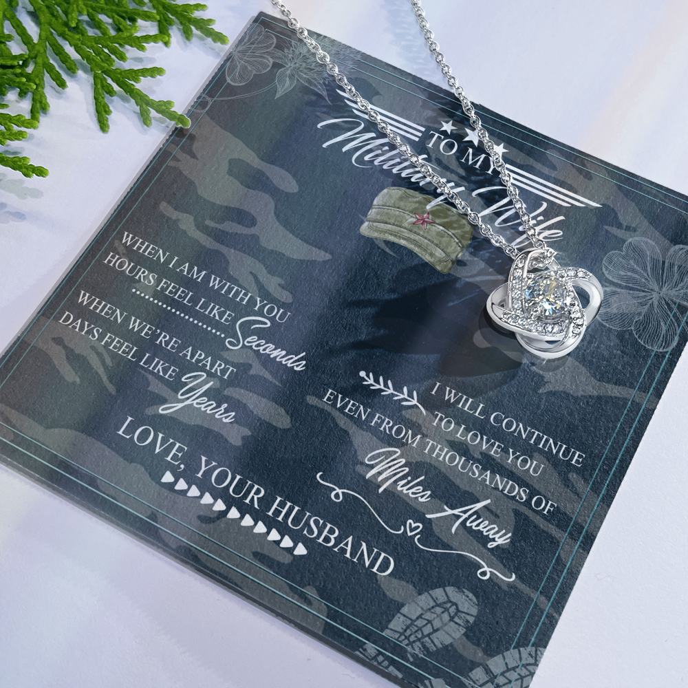Military Wife Gift Necklace, Husband And Wife Love Knot Necklace, To My Military Wife Necklace From Husband - Veteran Necklace Gift For Wife, Jewelry Gift For Women, Soulmate Gift Necklace