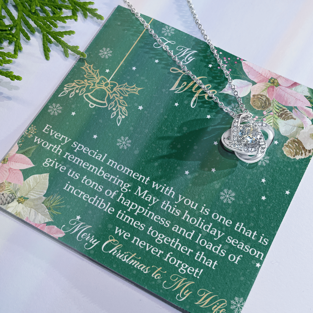 The Love Knot Gift For Wife, To My Wife Merry Christmas Necklace From Husband, Jewelry Gift For Women, Husband To Wife Love Knot Pendant, Merry Christmas To My Wife Gift Necklace On Christmas