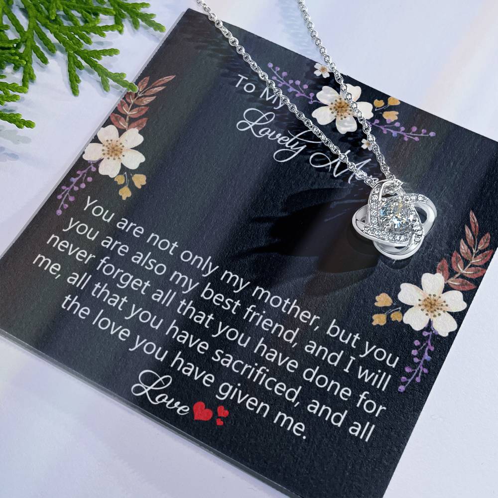 Lovely Mom Necklace, To My Mom Necklace From Daughter Gift For Mom On Birthday Gift Anniversary, Mother' Day Wedding Day Necklace Gift For Mom, Lovely Mom Jewelry Gift For Women, Mom Gift Necklace Love Knot Necklace 6323