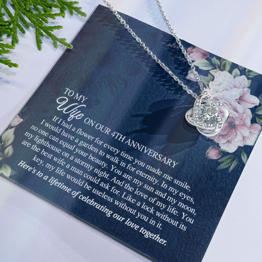 4th Anniversary Necklace Gift For Wife, 4TH Necklace Gift For Wife, Anniversary Necklace Gift For Wife, Soulmate Gift Necklace, To My Wife On Our 4th Anniversary Love Knot Necklace From Husband