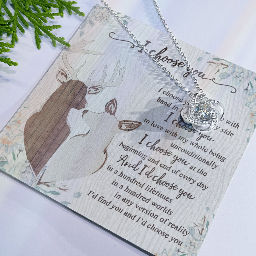 To My Smokin' Hot Doe Necklace From Husband, Boyfriend, I Choose You Hunting Love Knot Necklace Smokin' Hot Gift for Her Romantic, Girlfriend Gift Necklace Soulmate Gift Necklace With Message