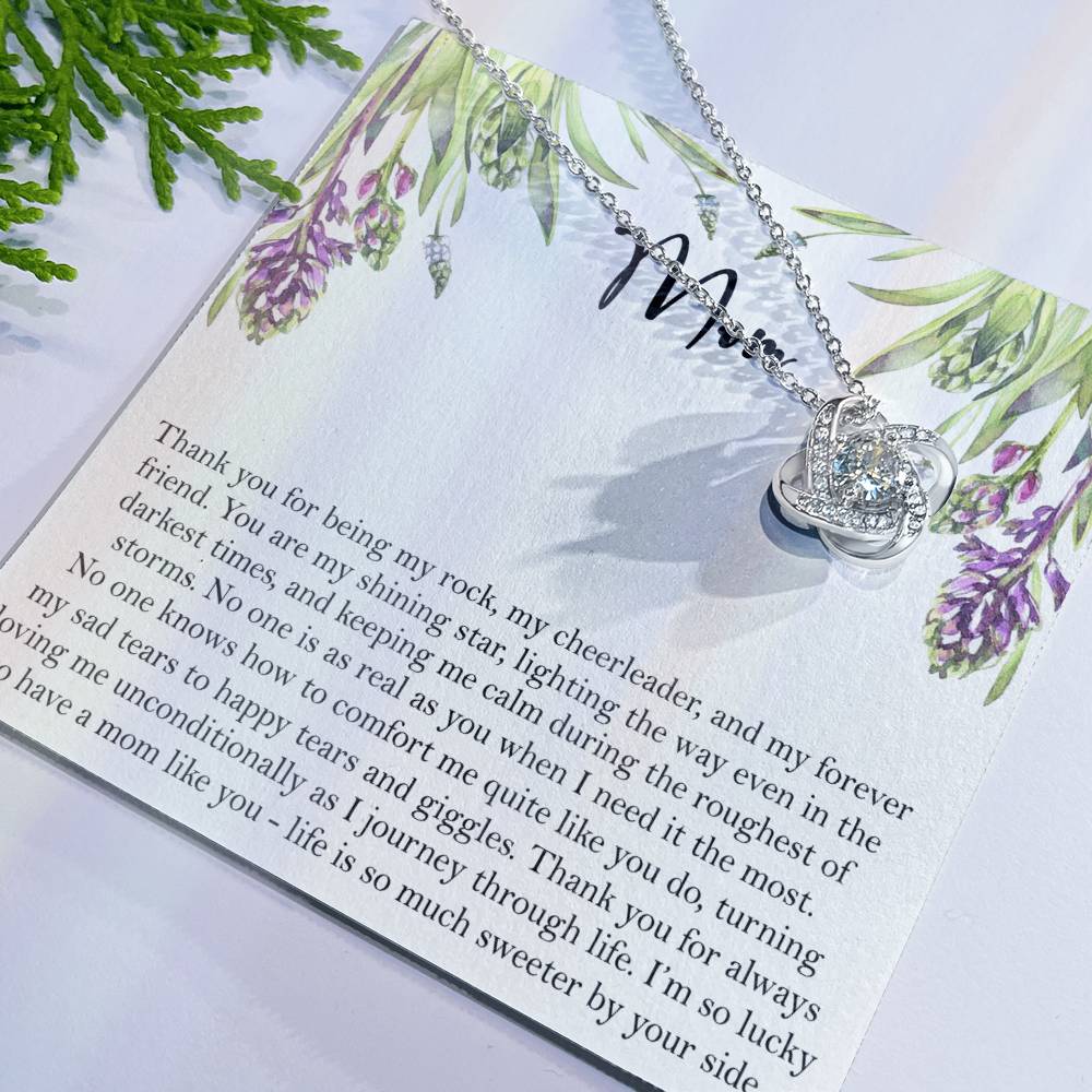 Thank You Mom Gift Necklace, To My Mom Love Knot Necklace Gift From Daughter And Mother Love Knot Pendant Gift For Mom, Bonus Mom Gift Necklace Thank You Pendant Gift For Mom, Jewelry Gift For Women