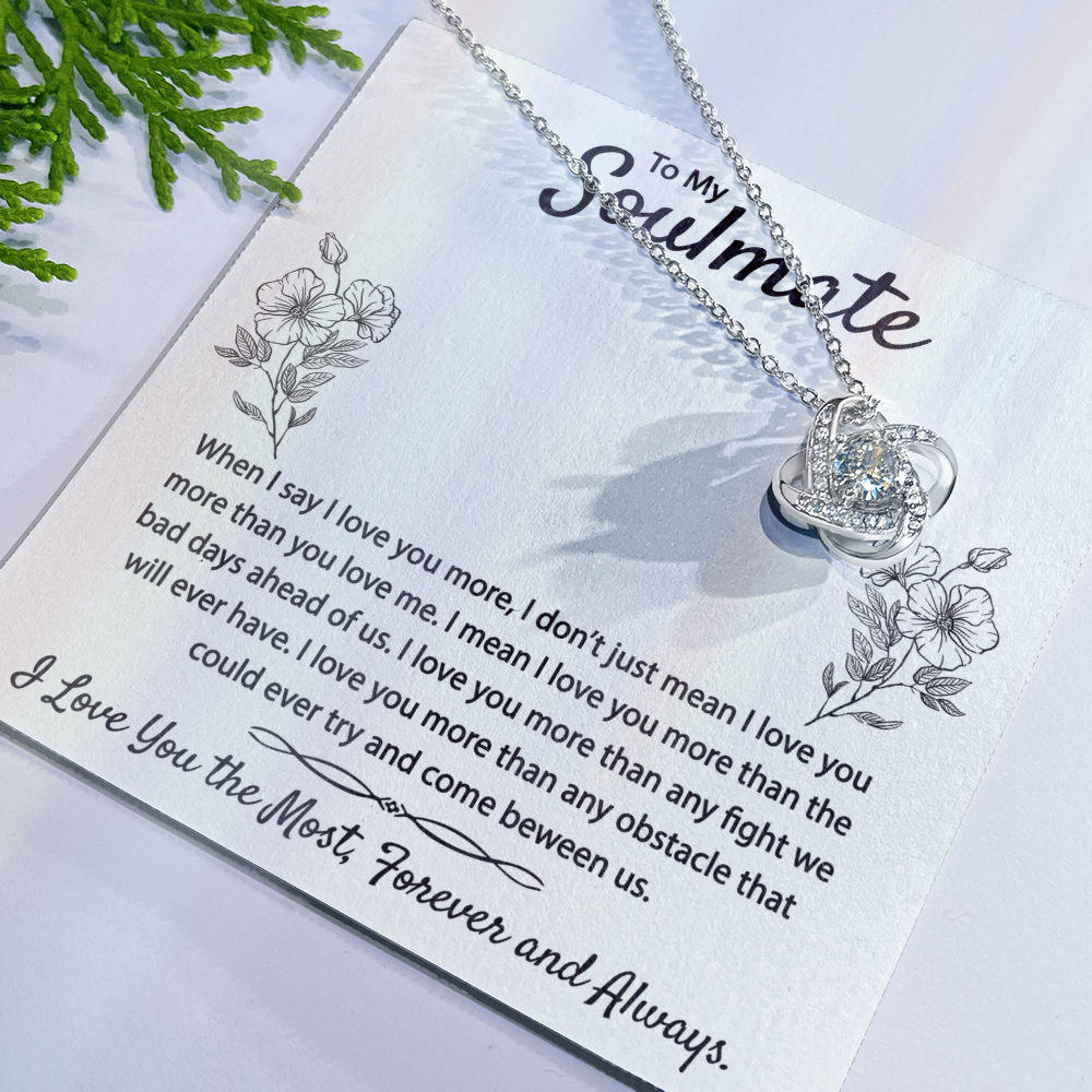 To My Soulmate Necklace From Husband Boyfriend Love Knot Necklace Gift For Soulmate Girlfiend To My Wife Gift Necklace with Message Card Gift Necklace for Her Romantic Girlfriend Gift Necklace