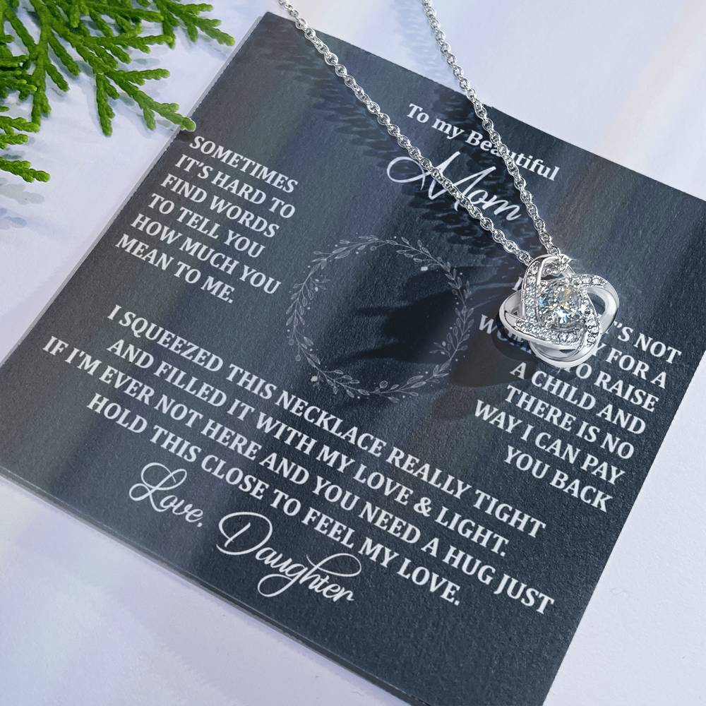 To My Beautiful Mom Necklace Gift From Daughter, Jewelry For Women Pay you Back