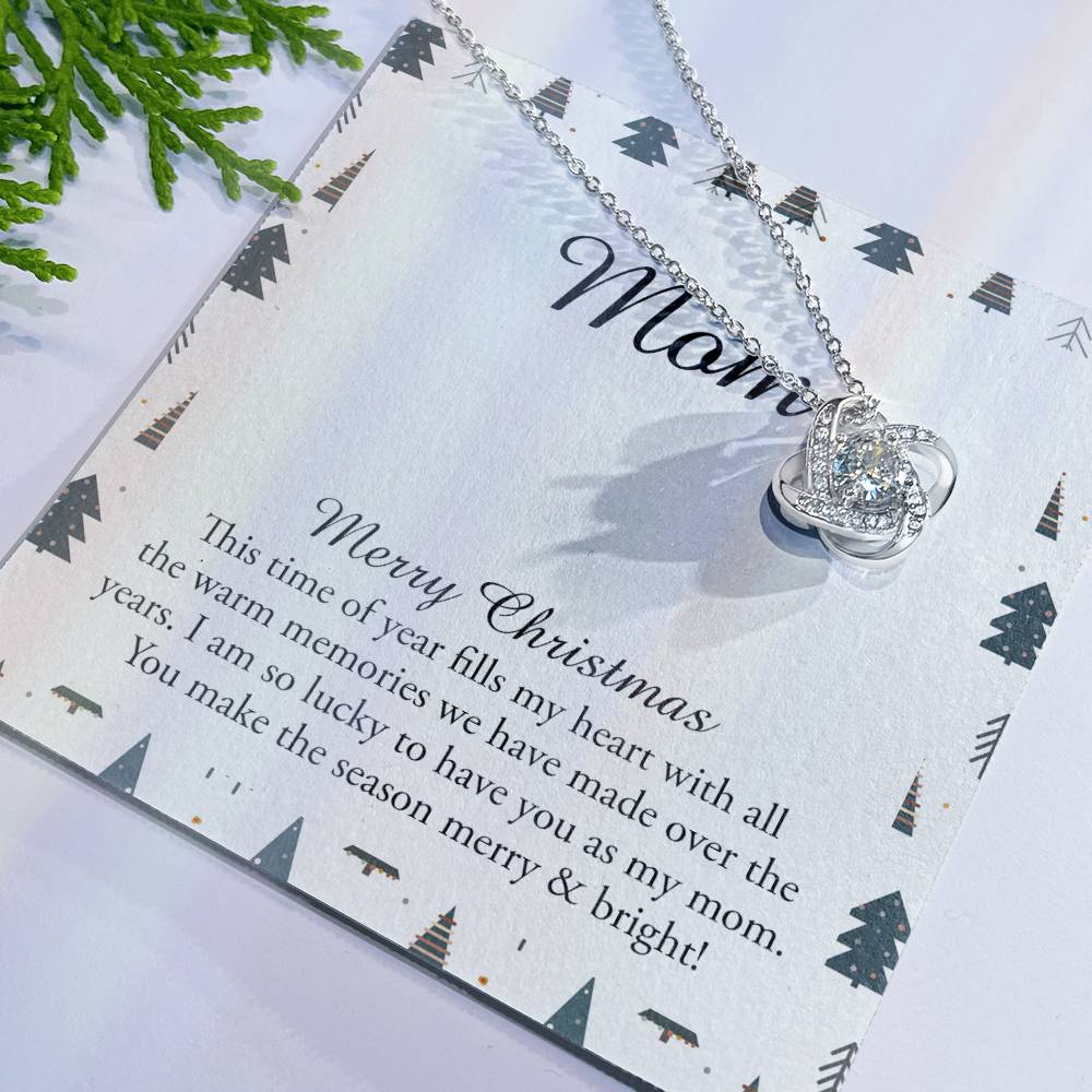To My Mom Necklace, To My Mom Love Knot Necklace From Daughter Son To Mom Mother In Law Pendant Christmas Necklace Gift For Mother In Law Gift Necklace, Merry Christmas Necklace Gift For Mom, Mommy