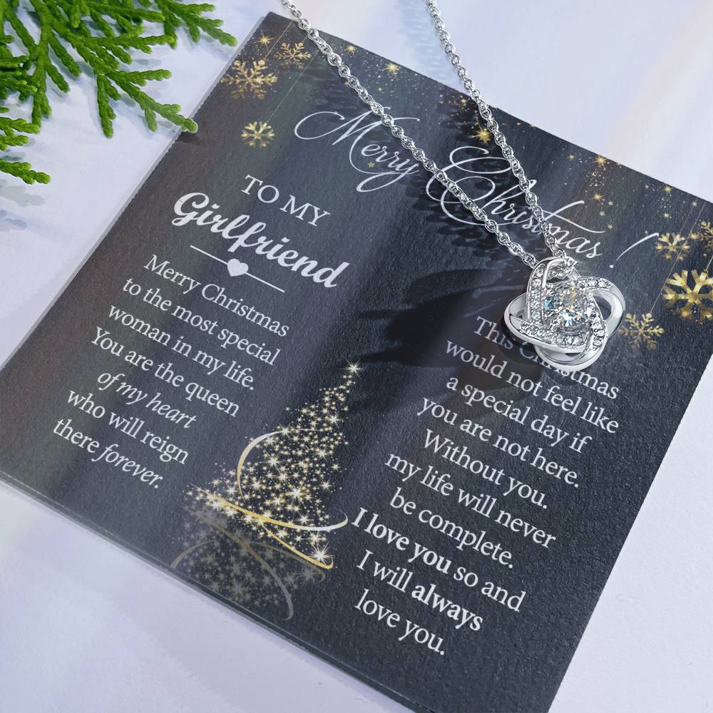 Merry Christmas Necklace For Girlfriend, To My Girlfriend Gift Love Knot Necklace From Boyfriend, Husband, Girlfriend Gift Necklace - Love Knot Pendant Gift For Girlfriend, Soulmate Gift Necklace