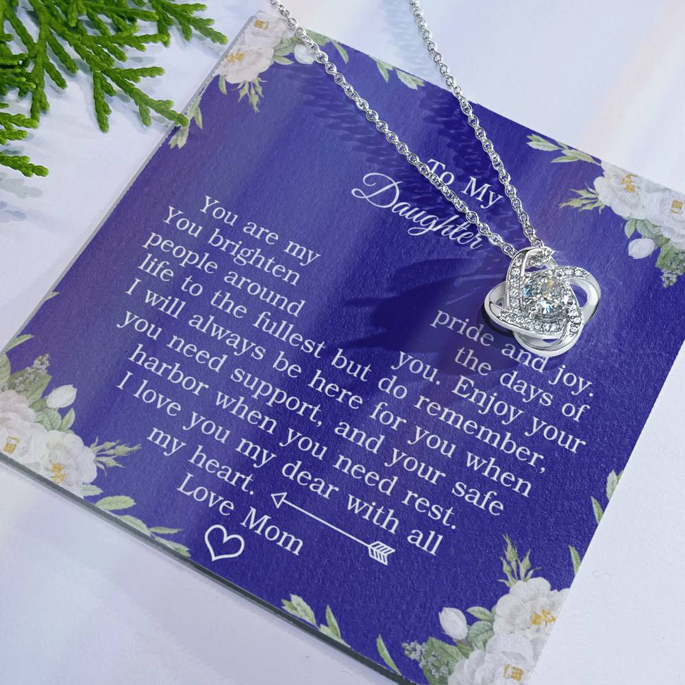 To My Daughter Love Knot Necklace From Mom And Daughter Pendant Gifts For Daughter's From Mother To Daughter Jewelry Gift For Girls, Daughter Necklace Gift From Mother, Daughter To Mom Jewelry